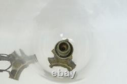 Pair Glass Shades Cast Metal 3 Legged Silver Color Candle Holders Neoclassical
