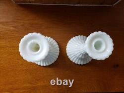 Pair Imperial Milk Glass Candle Holders Belknap Collection Atterbury White Glass