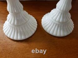 Pair Imperial Milk Glass Candle Holders Belknap Collection Atterbury White Glass