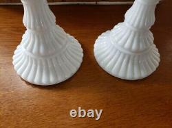 Pair Imperial Milk Glass Candle Holders Belknap Collection Atterbury White Glass