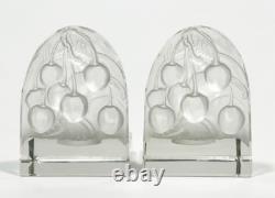 Pair Joseph Inwald for Barolac Satin Art Glass Cherry Votive Candle Holders