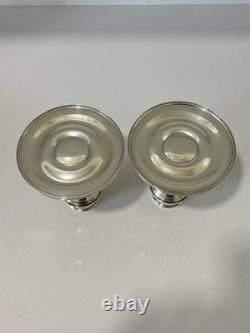 Pair Lord Saybrook International Sterling & Glass Hurricane Candle Holders, N211