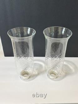 Pair Lord Saybrook International Sterling & Glass Hurricane Candle Holders, N211