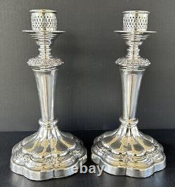 Pair Mantel Lamp Hurricane Lusters Cranberry Cut To Clear Globes Candle Holders