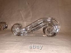 Pair Mid Century or Art Deco Crystal Glass Candle Holders C. 1930