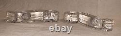 Pair Mid Century or Art Deco Crystal Glass Candle Holders C. 1930