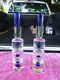 Pair Murano Blue Drop In Clear Glass Candlesticks By Antonio Da Ros For Cenedese