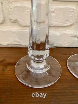 Pair Of 2 Waterford Crystal 12 Candleholders Panel Mint Condition