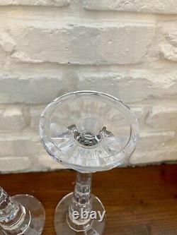 Pair Of 2 Waterford Crystal 12 Candleholders Panel Mint Condition