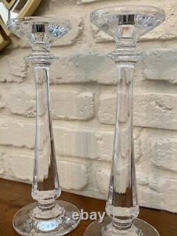 Pair Of 2 Waterford Crystal 12 Candleholders Panel Mint Condition