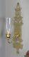 Pair Of 24 Tall Large Solid Brass Glass Hurricane Wall Candle Sconces 4 W