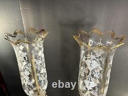 Pair Of Antique Baccarat Candleholders/Candlestick/White Enamel/Gold/France 1930