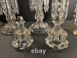 Pair Of Antique Baccarat Candleholders/Candlestick/White Enamel/Gold/France 1930