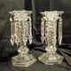 Pair Of Antique Mantel Luster With French Crystal Prisms