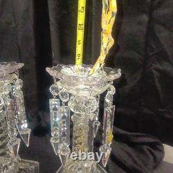 Pair Of Antique Mantel Luster With French Crystal Prisms