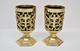 Pair Of Brass Votive Candle Holders With Purple Glass #284