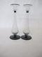 Pair Of C. 1920 Steuben Art Deco Candle Stick Holders With Swirling Glass