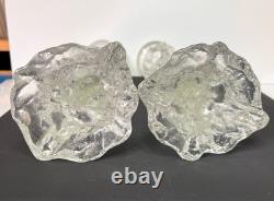 Pair Of Clear Glass Humppila Finland Candle Holders