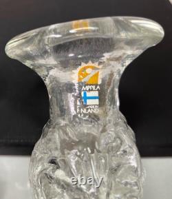 Pair Of Clear Glass Humppila Finland Candle Holders