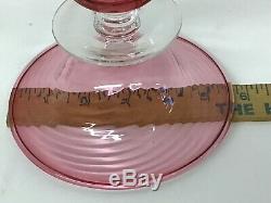 Pair Of Cranberry Swirl Steuben Glass Candlesticks Circa 1920s