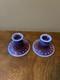Pair Of Fenton Plum Opalescent Hobnail Candle Holders Gorgeous