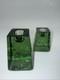 Pair Of Fire And Light Recycled Art Glass Candle Holders Olive Green Signed Gift
