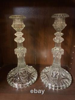 Pair Of Glass Candle Holders Decor Size Lion Heads And Beliers Late 19th Century