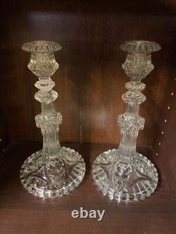 Pair Of Glass Candle Holders Decor Size Lion Heads And Beliers Late 19th Century