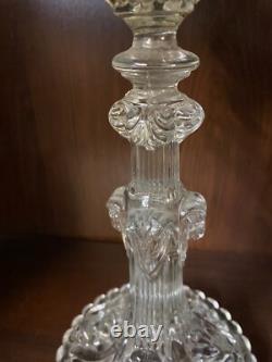 Pair Of Glass Candle Holders Decor Size Lion Heads And Beliers Late 19th Century