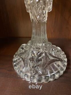 Pair Of Glass Candle Holders Decor Size Lion Heads And Beliers Late 19th Century