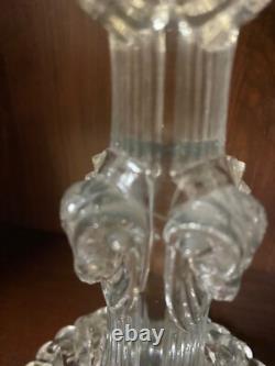 Pair Of Glass Candle Holders Decor Size Lion Heads And Beliers Late 19th Century