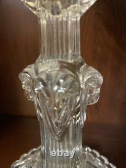 Pair Of Glass Candle Holders Decor Size Lion Heads And Beliers Late 19th Century