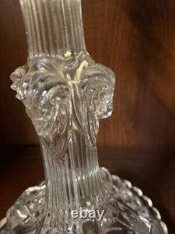Pair Of Glass Candle Holders Decor Size Lion Heads And Beliers Late 19th Century