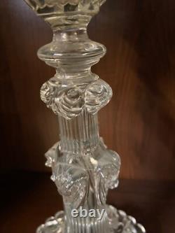 Pair Of Glass Candle Holders Decor Size Lion Heads And Beliers Late 19th Century