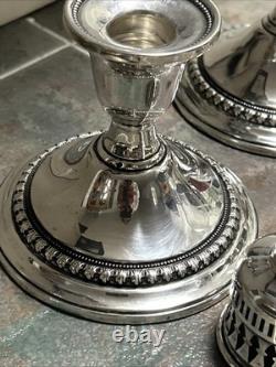 Pair Of International Sterling & Glass Hurricane Candle Holders, Sterling Silver