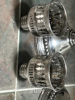 Pair Of International Sterling & Glass Hurricane Candle Holders, Sterling Silver