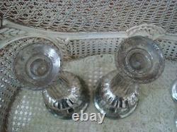 Pair Of Large Aged Shabby Mercury Glass Candle Holders So Chic