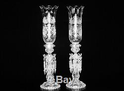 Pair Of Magnificent Single Light Baccarat Crystal Candelabra / Candle Holder