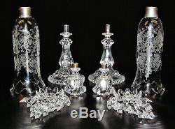 Pair Of Magnificent Single Light Baccarat Crystal Candelabra / Candle Holder