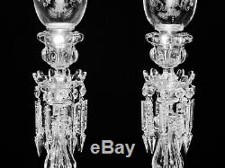 Pair Of Magnificent Single Light Baccarat Crystal Candelabra / Candle Holder