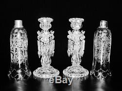 Pair Of Magnificent Single Light Baccarat Crystal Candelabra / Candle Holder