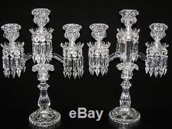 Pair Of Magnificent Three Light Baccarat Crystal Candelabra / Candle Holder