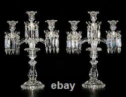 Pair Of Magnificent Three Light Baccarat Crystal Candelabra/Candle Holder. 17 1/2
