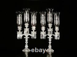 Pair Of Magnificent Three Light Baccarat Crystal Candelabra/Candle Holder. 28 1/4