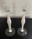 Pair Of Orrefors 13 Inch Crystal Candle Holders