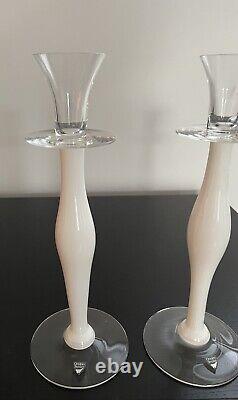 Pair Of Orrefors 13 Inch Crystal Candle Holders