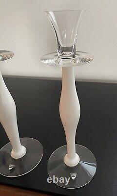 Pair Of Orrefors 13 Inch Crystal Candle Holders