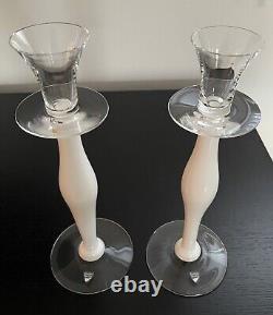 Pair Of Orrefors 13 Inch Crystal Candle Holders