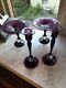 Pair Of Pairpoint Amethyst Controlled Bubble Compotes Engraved With Candlesticks