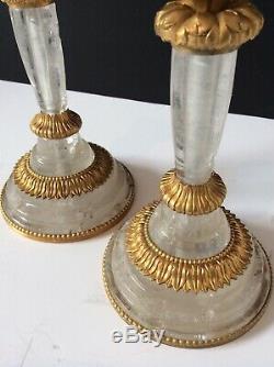 Pair Of Period Rock Crystal And Ormulu Mounted Candlesticks